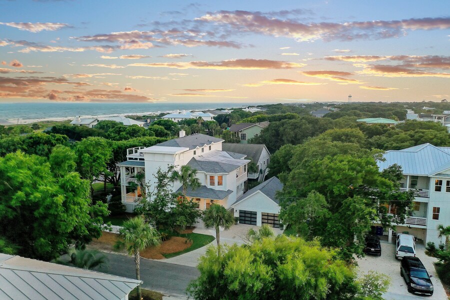 Aerial of the Yellow Pearl at sunset, Isle of Palms